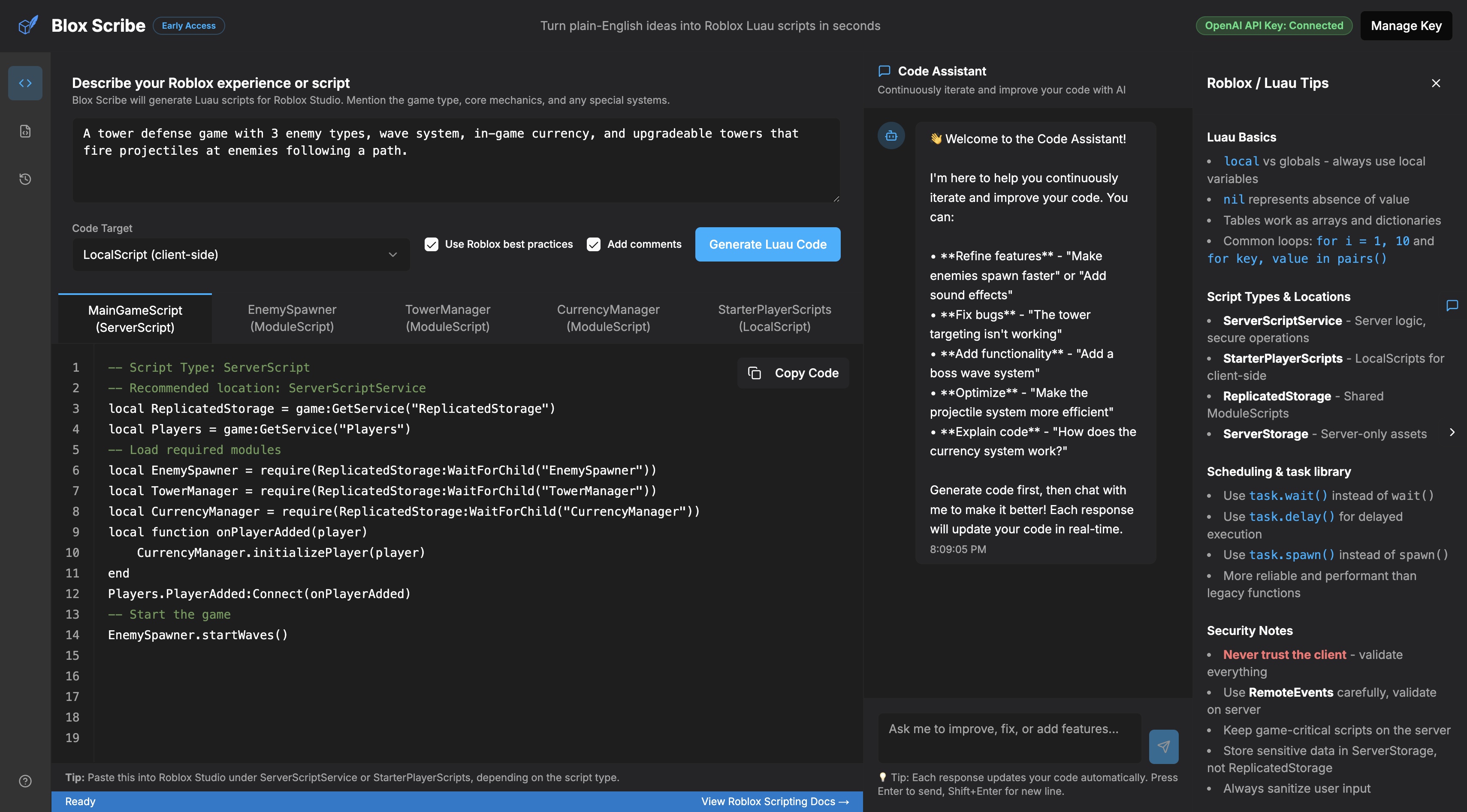 Blox Scribe IDE Interface